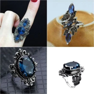 20Pcs Wholesale Lots Fashion Bule Cubic Zirconia Women Ring Elegant Jewelry - Bild 1 von 13