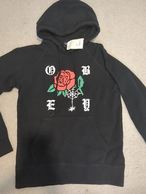 女式 Obey Propaganda 黑色玫瑰套衫运动衫 Xs — 第 1/4 张图片