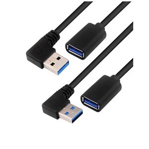 USB 3.0 Verlängerungskabel mit 90 Grad Winkel Stecker 30cm Duplex Schwarz - Bild 1 von 10
