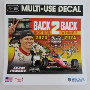 2024 Indy 500 Decal Back 2 Back Winner Josef Newgarden #2 Shell Team Penske - Picture 1 of 8