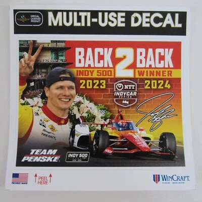 2024 Indy 500 Decal Back 2 Back Winner Josef Newgarden #2 Shell Team Penske - Image 1 of 4