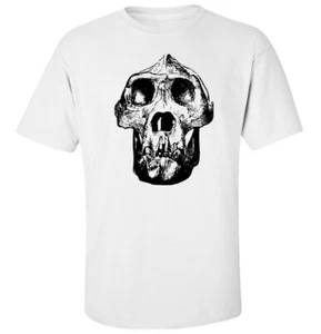 T-shirt maglietta unisex Neanderthal teschio preistorico antico uomo cotone stampato - Foto 1 di 3