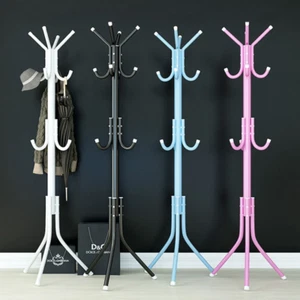 14 Hooks Coat Stand Coat Hat Jacket Umbrella Floor Standing Rack Clothes Hanger - Picture 1 of 14