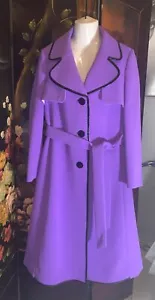 NWOT Madison Ave Collection Kate Spade New York Purple Black Trim Coat - Size 4 - Picture 1 of 15