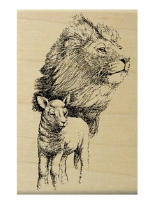 P3 Löwe und Lamm Gummistempel 3,5x2" WM - Bild 1 von 1