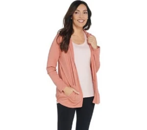AnyBody Loungewear XX-Small Cozy Knit Hooded Cardigan Dark Blush Pink 2XS XXS - Picture 1 of 7