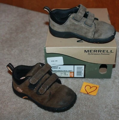 MERRELL Boys' Toddler Sz 7 DRESS/CASUAL SHOES (brown/gray w/ straps; Sprint Jr) - Image 1 of 3