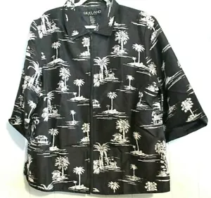 Blazer SILKLAND foderato nero con zip e giacca palme perline TG 1X colletto a punta - Foto 1 di 9