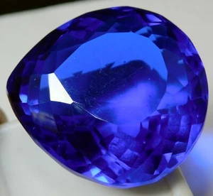 Natural 95.60 Ct Mind Blowing AAA++ Blue Tanzanite Pear Cut Certified Gems - Picture 1 of 7