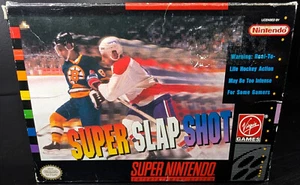 Super Slap Shot | Super Nintendo | SNES | Scatola | Adesivo Blockbuster | 09/07/95 - Foto 1 di 22