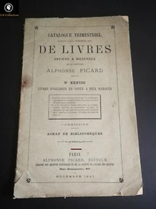 Livre Ancien ♦ catalogue trimestriel de livres Anciens ♦ par A.Picard ♦ 1887 - Imagen 1 de 5