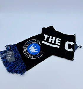 2022 Charlotte FC For The Crown Carolinas Bufanda Tejida Negro Azul Eleva tu Juego - Imagen 1 de 4