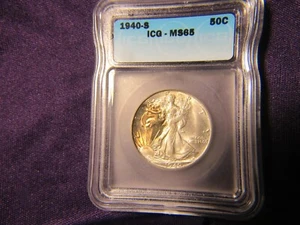 1940-S Walking Liberty half ICG-65 - Picture 1 of 4