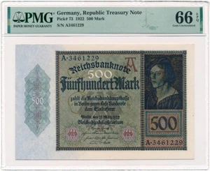 Deutschland - 500 Mark 1922 * P73 * PMG Gem UNC 66 EPQ - Bild 1 von 2