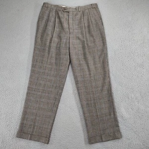 Ralph Lauren Pants Mens 38x32 Gray Wool Glen Plaid Cuffed Straight Leg Dress - Picture 1 of 17