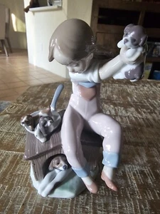 Lladro Figurine Pick Of The Litter Child Girl Dog Puppies 7621 Original Box EUC - Picture 1 of 13