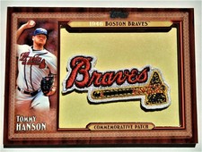 2011 Tommy Hanson Atlanta Braves Boston Braves Throwback Logo Patch card. NM-M