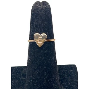 Sterling Silver Gold Vermeil E Block Letter Signet Ring Initial Size 4.75 - Picture 1 of 4