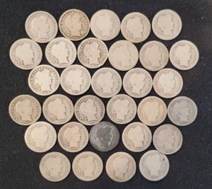Lot of 31 Barber 90% Silver Dimes Mixed Dates & Mints - Picture 1 of 2