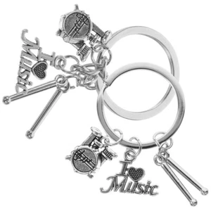 2pcs Musical Keychains Drumstick Keychain Pendant Drummer Band Charm Jewelry - Picture 1 of 12