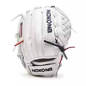 Guante de béisbol de lanzamiento rápido hecho a mano AmericanKIP NOKONA A-V1250C-WH - cerrado - Imagen 1 de 6