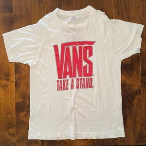 Vintage 90's Rare Vans TAKE A STAND Shirt Made USA XL Fruit of the Loom Shredded - Picture 1 of 15