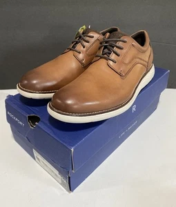 Rockport Hombre Garett Puntera Lisa Talla 9.5 M Cuero Marrón CH4295 NUEVO CON ETIQUETAS - Imagen 1 de 10