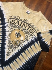 Camisa Majestic New Orleans Saints Para Hombres XXL Tie Dye Manga Corta Cuello Redondo Retro - Imagen 1 de 6