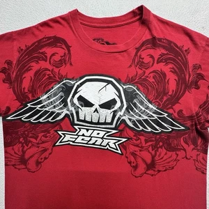 VTG No Fear  T Shirt Men MED Skull Double Sided Y2K - Picture 1 of 7