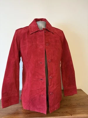 NUEVA, JACLYN SMITH Chaqueta de Cuero Gamuza Genuina Roja Talla S Foto 1 de 4