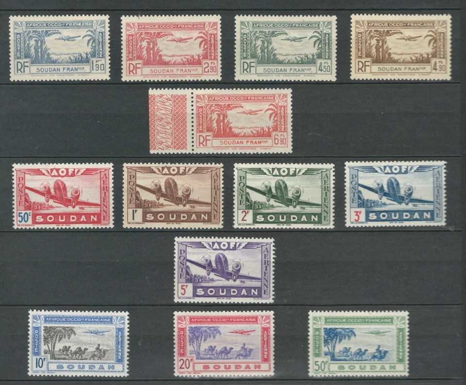 FRENCH COLONIES AFRICA AVIATION AIRPLANES SET MNH & MH STAMPS (FRCL 219) - Image 1 of 1