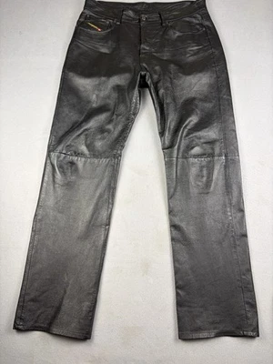 Diesel Industrial Leather Pants Men’s Size 34x31 Black Motorcycle 100% Leather - Image 1 of 4
