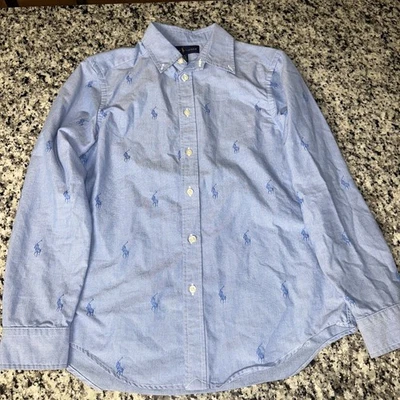 Polo Ralph Lauren Shirt Boys Size L Blue Long Sleeve Button Up - Image 1 of 3
