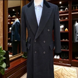 Polo Ralph Lauren Double Breasted Overcoat 40L Peak Lapel Chesterfield Velvet - Picture 1 of 23