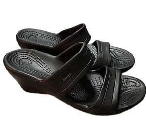Crocs sandali donna slide on zeppa nero taglia 10 - Foto 1 di 4