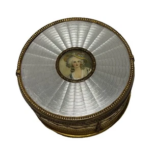 Vtg Apollo Studios Victorian Art Deco Ornate Brass Glass Jewelry Trinket Holder - Picture 1 of 14