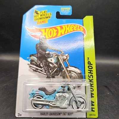 2014 HOT WHEELS HARLEY DAVIDSON FAT BOY #209 1:64 HW WORKSHOP - Image 1 of 2
