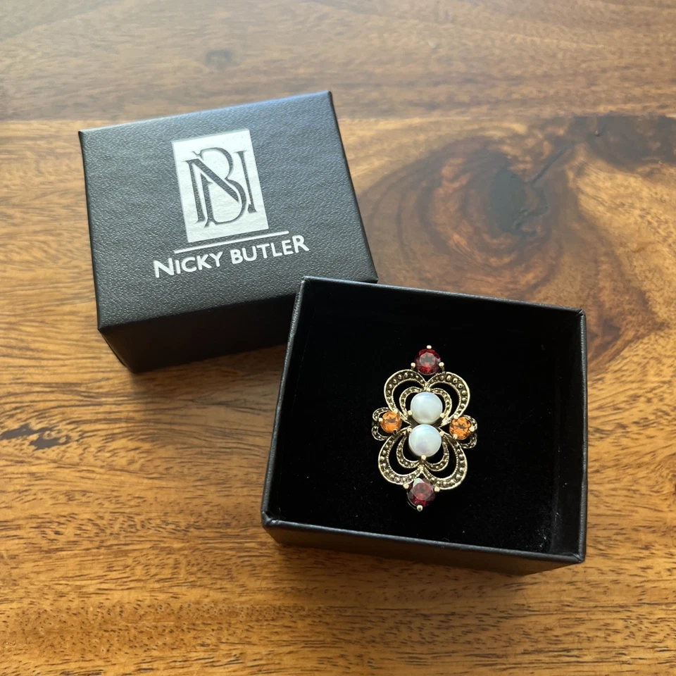 Nicky Butler Moonstone Garnet Gemstone Ring - Image 1 of 4