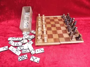2 schöne ,alte Spiele , Schach und Domino, Holz , Knochen - Bild 1 von 6