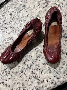 Lanvin Brown Patent Leather Scrunch Ballet Block Heels Italy 41 US 10 - Picture 1 of 12