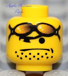 NEW Lego MINIFIG HEAD w/Glasses Goggles Black Beard Stubble -Miner/Police/Agent - Picture 1 of 1