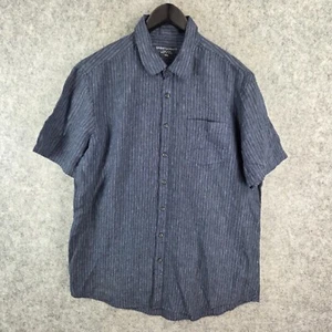 Sportscraft Shirt Mens 3XL Blue Striped 100% Linen Button Up Short Sleeve 11433 - Picture 1 of 10