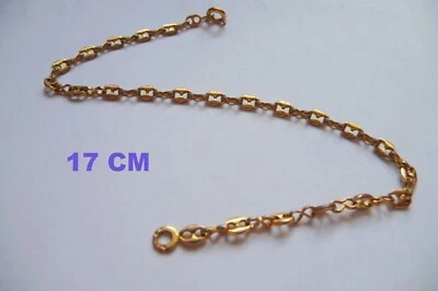 BRACELET grain de café plaqué or 17 cm poincon .maille de 3 mm - Photo 1/4