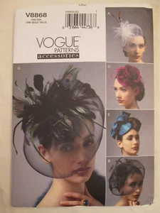 Vogue 8868 Fascinator Hats Pattern 5 Styles Costume Evening Bridal Uncut FF New - Picture 1 of 2