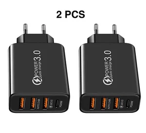 2 Caricatore Multiplo 65w 4 Porte USB-C Qc3.0 Adattatore Usb-c Ricarica Rapida - Foto 1 di 5