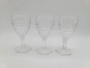 Fostoria American Cordial Cubist Wine Glass 4.5" Set of 3 Hex Foot - Picture 1 of 6