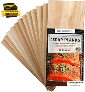 12 Pack Cedar Planks for Grilling Salmon and More - Sourced and Made in the USA - Picture 1 of 1