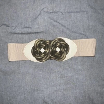 Cinturón accesorio flor elástica marrón y crema #2133 Foto 1 de 4