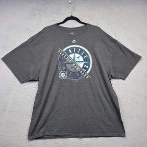 Seattle Mariners Shirt Mens 2XL Majestic Gray MLB Baseball Graphics Print Tee - Picture 1 of 10