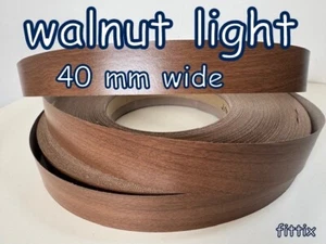40 mm Wide Melamine Pre Glued Iron on Edging Tape/Edge Banding Walnut Light - Picture 1 of 2